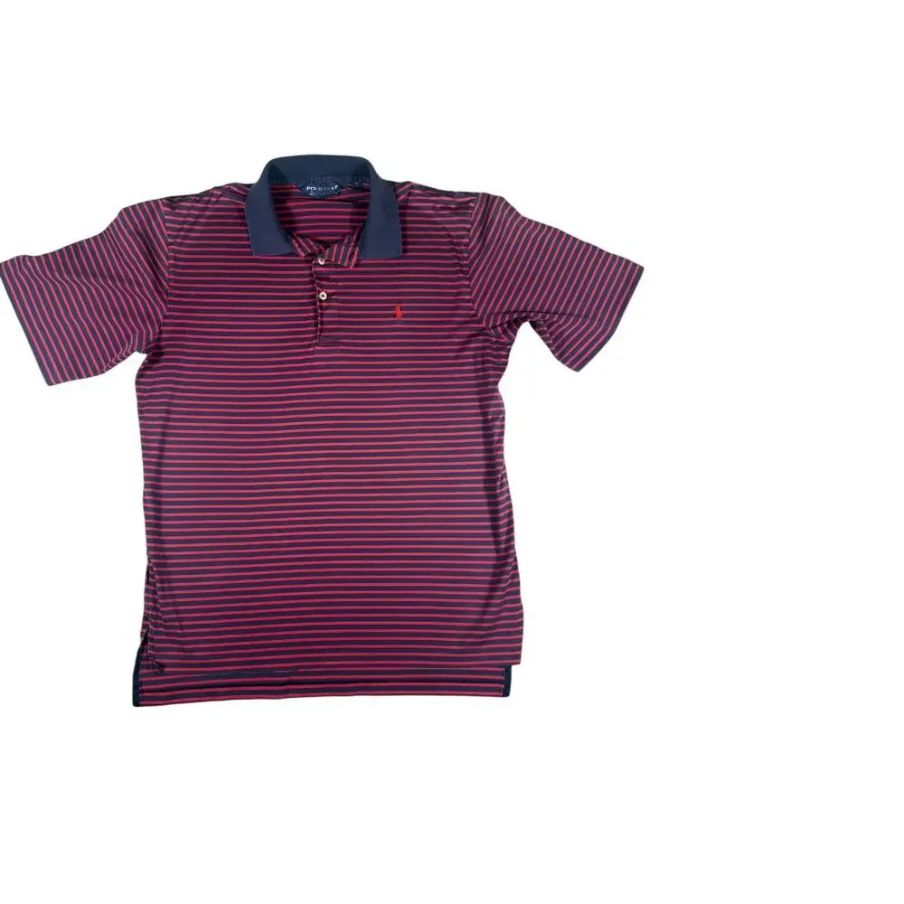Polo Golf Ralph Lauren Men's Shirt XL Navy Red Striped Short Sleeve‎ Golf Casual
